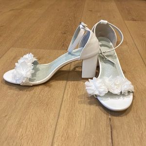 White wedding sandals block heel